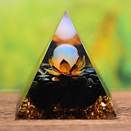Orgonite Pyramid Resin Energy Generators, Reiki Natural Obsidian Chips Inside for Home Office Desk Decoration, Black, 60x60x60mm(PW23042592250)