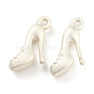 Alloy Pendants, High-Heeled Shoe, Matte Silver Color, 15x8x4mm, Hole: 1.2mm(FIND-G062-11MS)