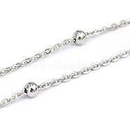 304 Stainless Steel Cable Chains, Stainless Steel Color, 2.5x2x0.5mm(CHS-O005-12A)