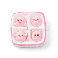 Oapque Resin Cute Face Decoden Cabochons, Imitation Food, Pink, Box, 20x21x6mm(RESI-R436-06D)