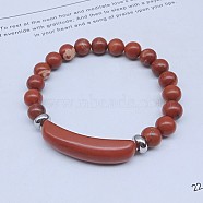 Natural Red Jasper Bead Stretch Bracelets for Women Men, Perimeter:7-7/8 inch(20cm)(MZ7269-04)
