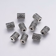 CCB Plastic Beads, Grooved, Column, Antique Silver, 9.5~11x13~13.5mm, Hole: 3.5mm(CCB-G006-003AS)