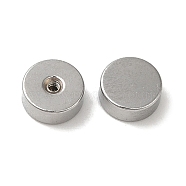 304 Stainless Steel Ear Nuts, Safety Screw Flat Round Earring Backs, Half Drilled, Stainless Steel Color, 5x2mm, Hole: 0.8mm(STAS-WH0042-02P)