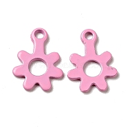 Spray Painted 201 Stainless Steel Charms, Flower Charms, Pearl Pink, 11x8.5x1mm, Hole: 1.2mm(STAS-G304-22A)