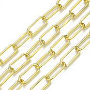 Unwelded Iron Paperclip Chains, Drawn Elongated Cable Chains, with Spool, Golden, 24.4x10x2mm, about 32.8 Feet(10m)/roll(CH-S125-14A-03)