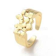 Rack Plating Brass Open Cuff Rings, Square, Real 16K Gold Plated, US Size 8 1/2(18.5mm)(RJEW-M158-01G)