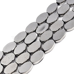 Glass Beads Strands, Oval, Platinum Plated, 10x6x3mm, Hole: 1mm, about 54~60Pcs/strand, 20.47~23.62''(52~60cm)(GLAA-E033-04B-03)