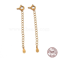 925 Sterling Silver Chain Extenders, with Spring Ring Clasps & Charms, Teardrop, Antique Golden, 60x5.8mm, Hole: 1.6mm(STER-D036-32AG)