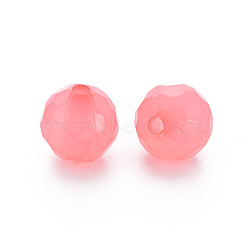 Transparent Acrylic Beads, Dyed, Faceted, Round, Salmon, 8x7.5mm, Hole: 1.6mm, about 1810pcs/500g(TACR-S154-62E-03)