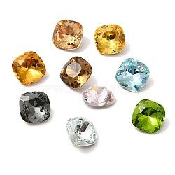 Faceted K9 Glass Rhinestone Cabochons, Pointed Back & Back Plated, Square, Mixed Color, 10x10x5mm(GGLA-R402-05A)