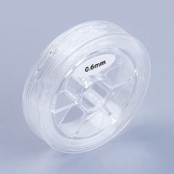 Round Japanese Elastic Crystal String, Elastic Beading Thread, for Stretch Bracelet Making, Clear, 0.6mm, about 16.4 yards(15m)/roll(X-EW-G008-01-0.6mm)