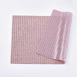 Glitter Hotfix Resin Rhinestone, Iron on Patches, with Mini Beads, for Trimming Cloth Bags and Shoes, Pink, 40x24cm(RB-T012-20B)