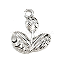 304 Stainless Steel Pendants, Leaf Charms, Stainless Steel Color, 22.5x19x2.5mm, Hole: 2.5mm(SA-CBABA5E-02P)