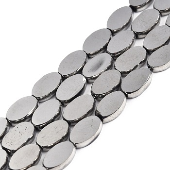 Glass Beads Strands, Oval, Platinum Plated, 10x6x3mm, Hole: 1mm, about 54~60Pcs/strand, 20.47~23.62''(52~60cm)