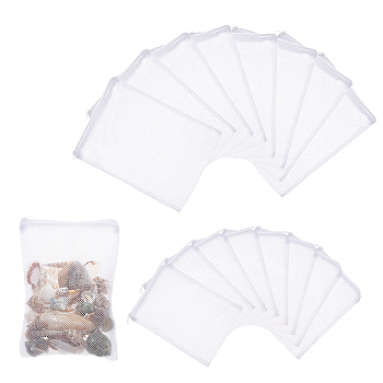 ARRICRAFT 16Pcs 2 Style Polyester Filter Bag, with Zipper, Rectangle, White, 20~30x14.5~19x0.05cm, 8pcs/style