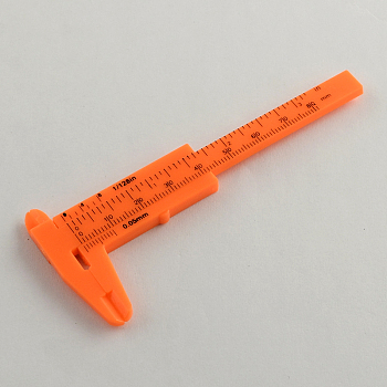 Plastic Vernier Caliper, Orange Red, 10.5x4.4x0.5cm