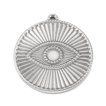 304 Stainless Steel Pendant Cabochon Settings, Flat Round Links with Eye, Stainless Steel Color, Tray: 4.5mm, 33x30x2.5mm, Hole: 1.5mm, 