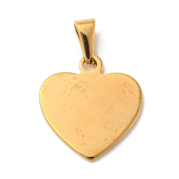 304 Stainless Steel Pendants, Stamping Blank Tag, Heart, Golden, 20.5x19x1.36mm, Hole: 10x4.5mm