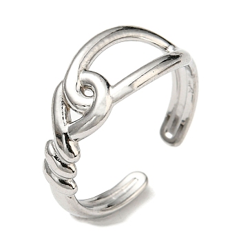 304 Stainless Steel Cuff Ring for Women, Stainless Steel Color, Inner Diameter: 18mm