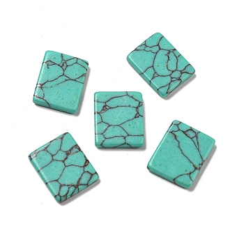 Synthetic Turquoise Cabochons, Dyed, Rectangle, 13~13.5x10~11x2~2.5mm