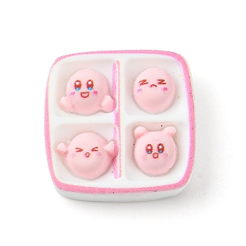 Oapque Resin Cute Face Decoden Cabochons, Imitation Food, Pink, Box, 20x21x6mm