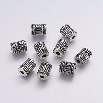 CCB Plastic Beads, Grooved, Column, Antique Silver, 9.5~11x13~13.5mm, Hole: 3.5mm