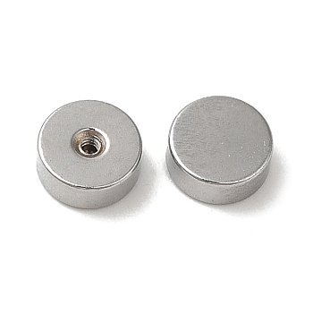 304 Stainless Steel Ear Nuts, Safety Screw Flat Round Earring Backs, Half Drilled, Stainless Steel Color, 5x2mm, Hole: 0.8mm