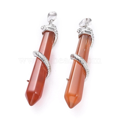 Natural Carnelian/Red Agate Big Pointed Pendants(G-F696-B07)-2