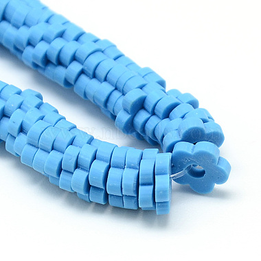 Dodger Blue Flower Polymer Clay Beads