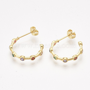 Brass Cubic Zirconia Stud Earrings(EJEW-S201-164)-2