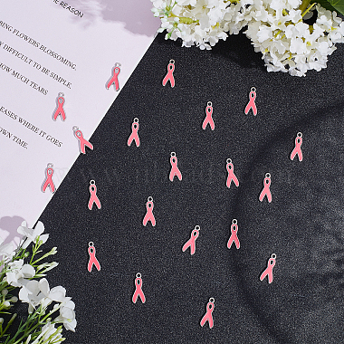 SUNNYCLUE 20Pcs October Breast Cancer Pink Awareness Ribbon Alloy Enamel Pendants(ENAM-SC0001-92)-4