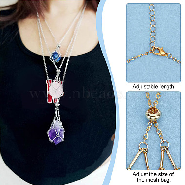 3Pcs 3 Style 304 Stainless Steel Macrame Pouch Empty Stone Holder for Pendant Necklaces Making(NJEW-AB00029)-6