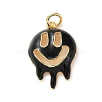 Brass Pendants, with Enamel, Cadmium Free & Lead Free, Real 18K Gold Plated, with Jump Ring, Ghost, 21.5x15x4.5mm, Hole: 3.2mm(KK-I383-09G-07B)
