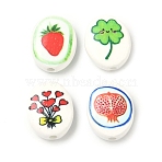 Handmade Porcelain Beads, Oval, Printed, Mixed Shapes, 20.5~21.5x16.5~17.5x7.5mm, Hole: 3mm(PORC-K010-09)