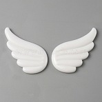 Opaque Resin Cabochons, Angel Wing, White, 36x22x3.5mm(RESI-WH0021-68A)