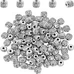 Alloy Tibetan Silver Beads, Barrel, Antique Silver, 6x6mm, Hole: 1.6mm, 100pcs/box(PALLOY-NB0001-21)