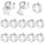 24Pcs 304 Stainless Steel Finger Ring Settings, Loop Ring Base, Stainless Steel Color, 8mm, Hole: 3mm, Adjustable(STAS-BBC0010-09B)