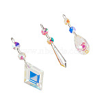 3Pcs 3 Styles Crystal Glass Hanging Sun Catcher, Rainbow Maker, for Garden & Home Decoration, Mixed Shapes, 95~110mm, 1pc/style(AJEW-TADJ0001-07)
