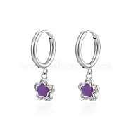 Stainless Steel Flower Dangle Earrings for Women(BI5693-2)