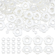 100Pcs 2 Style ABS Plastic Imitation Pearl Beads, Flower, Creamy White, 9~26x9~27x4~5mm, Hole: 1.4~1.8mm, 50pcs/style(OACR-AR0001-11)
