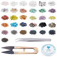 CHGCRAFT DIY Stretch Bracelets Making Kits, Including 240g Gemstone Beads, 70g Glass Seed Beads, 1Pc 304 Stainless Steel Tweezers, 2 Rolls Elastic Crystal Thread and 1Pc Steel Scissors, Mixed Color, 5~8x5~8mm, Hole: 1mm(DIY-CA0002-37)