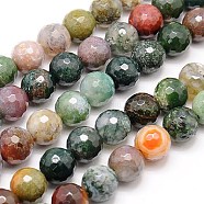 Natural Indian Agate Beads Strands, Faceted, Round, Mixed Color, 6mm, Hole: 1mm, about 63pcs/strand, 15.55 inch(G-G542-6mm-19)