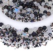 Glass Beads, Round & Starfish & Fish & Rondelle, Mixed Style, Black, 2.5~14x2.5~13.5x2~8.5mm, Hole: 1~1.4mm, about 200~300pcs/bag, 2bags/box(GLAA-SZ0001-94D)