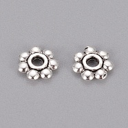 Tibetan Style Daisy Spacer Beads, Flower, Silver, 6x1.3mm, Hole: 2mm, Lead Free and Cadmium Free(X-K08Y7021)