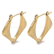 Rhombus 201 Stainless Steel Half Hoop Earrings for Women, with 304 Stainless Steel Pin, Golden, 24x3mm(EJEW-G385-17G)