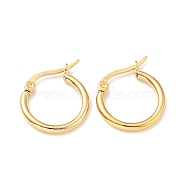 Vacuum Plating 201 Stainless Steel Hoop Earrings for Women, with 304 Stainless Steel Pins, Real 18K Gold Plated, 18.5~19.5x2mm, Pin: 0.6mm(EJEW-G260-02D-G)