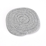 Handmade Cotton Cup Mat, Rectangle, Light Grey, 100x105~108x6mm(AJEW-TAC0001-03B)