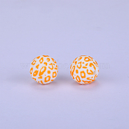 Printed Round Silicone Focal Beads, Gold, 15x15mm, Hole: 2mm(SI-JX0056A-87)