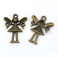 Tibetan Style Alloy Fairy Large Pendants, Cadmium Free & Lead Free, Antique Bronze, 58x37x4mm(TIBEP-S611-AB-LF)
