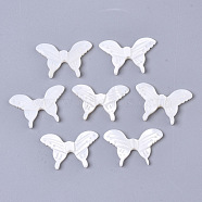 Natural White Shell Mother of Pearl Shell Beads, Butterfly, 13~14x20x2mm, Hole: 0.9mm(SSHEL-N034-38)